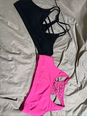 Zyia Active Women’s Strappy Sports Bras - Black & Pink